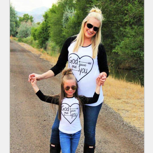 Mommy and me outfits, Familly mother daughter tshirt God gave me you